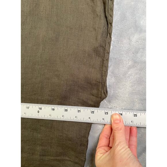 Hard Tail Forever boxy V-neck linen top green minimalist elevated basic S/M boho - Picture 8 of 13